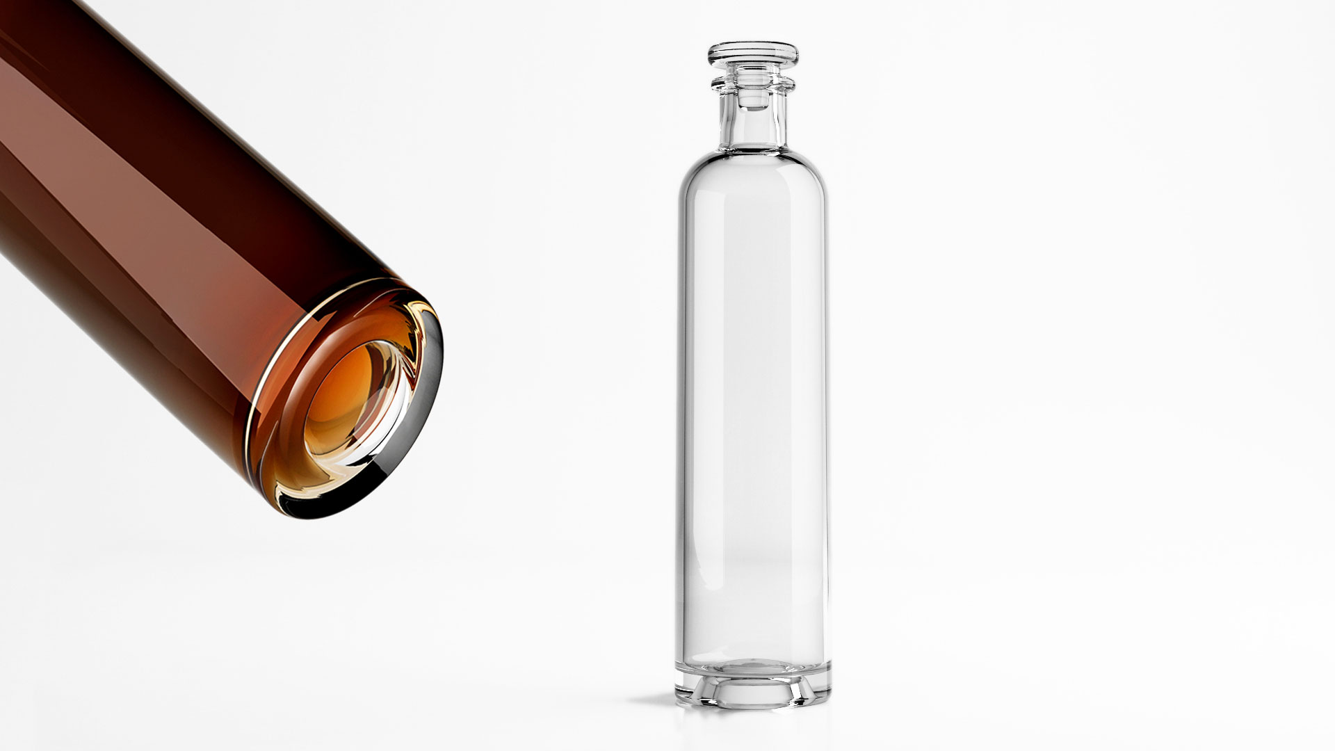 Image of the specialty DobleAlto glass spirit bottles from Estal that Global Package holds in stock. 